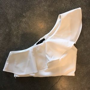 One Shoulder White crop top